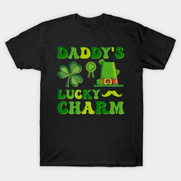 Daddy's Lucky Charm Funny Father Irish Clovers St Patrick's Day T-Shirt by DenverSlade